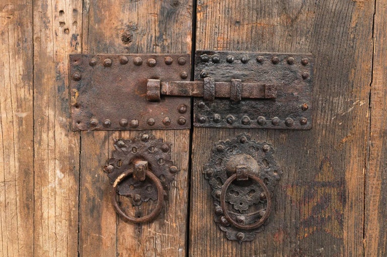 18th Century Spanish Wood Doors with Original Iron Accents and Hardware