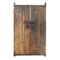portes espagnoles en bois du 18ème siècle avec accents et quincaillerie en fer d'origine