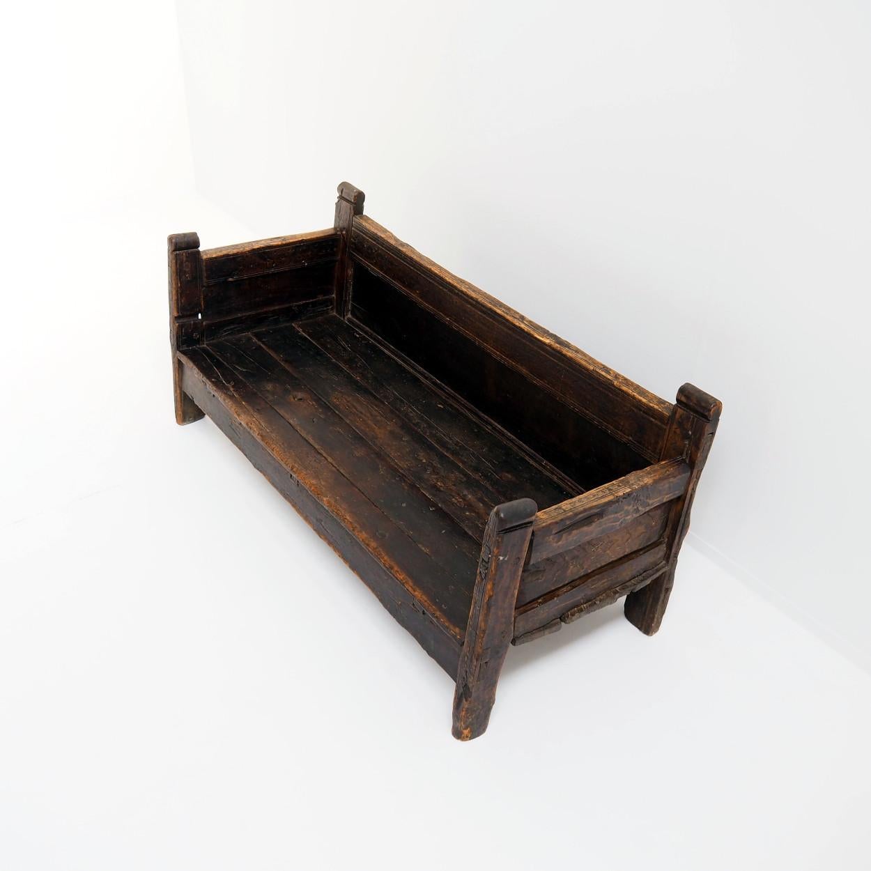 Rustic 18th Century Spanish Wooden Bench with Wonderful Patina For Sale