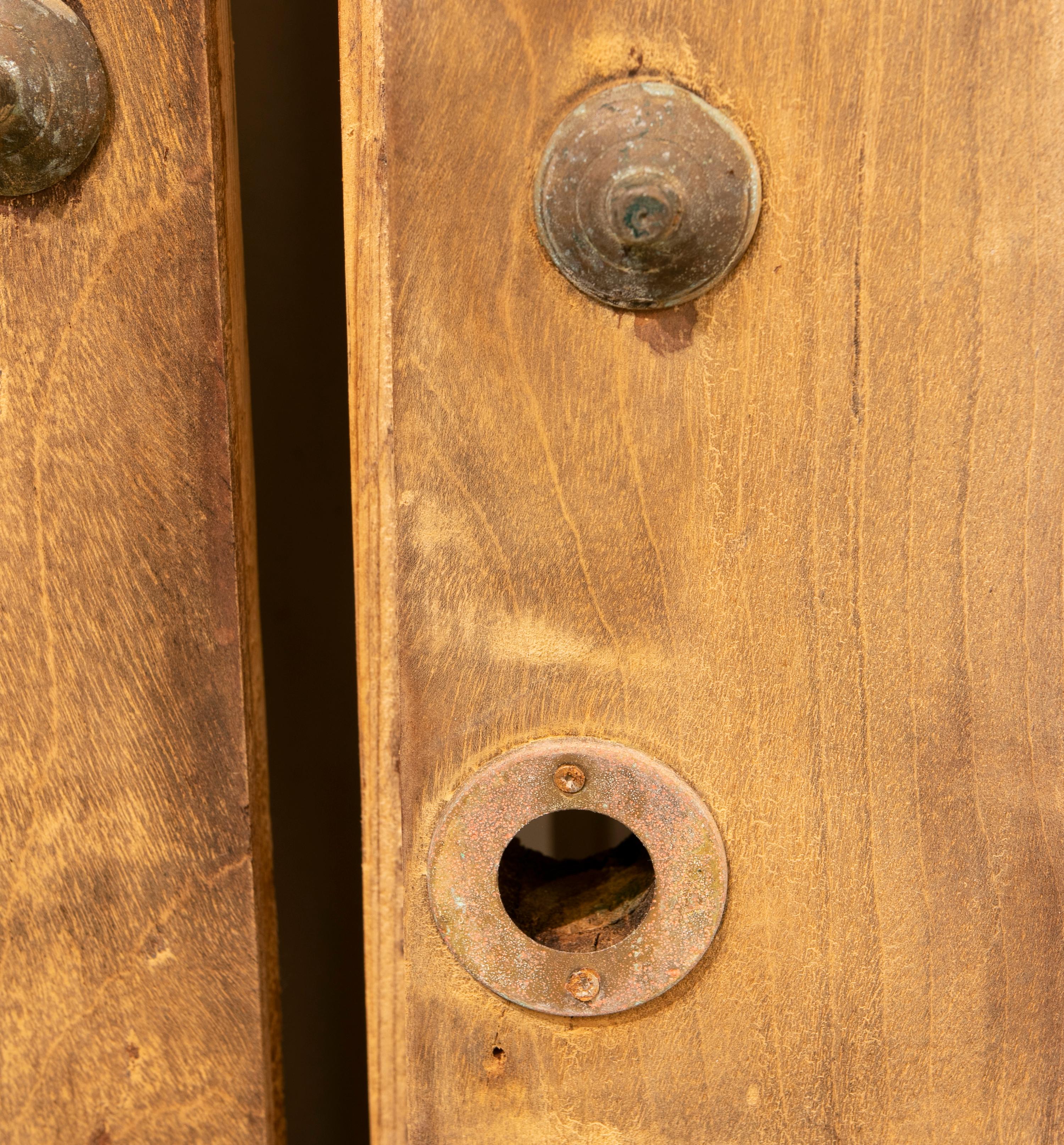 18th Century Spanish Wooden Door with Bronze Nail Decoration 3