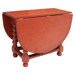 18th Century Spanish Wooden Folding Table Painted in Red