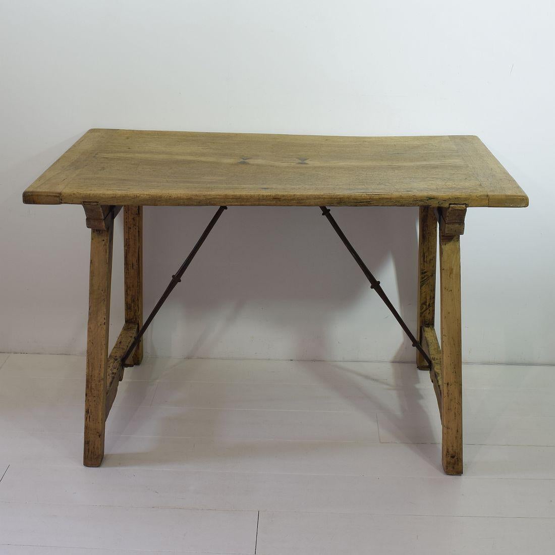Primitive 18th Century Spanish Wooden Folding Table/ Writing Desk