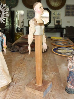 18th Century Spanish Wooden Sculpture with Original Clothing
