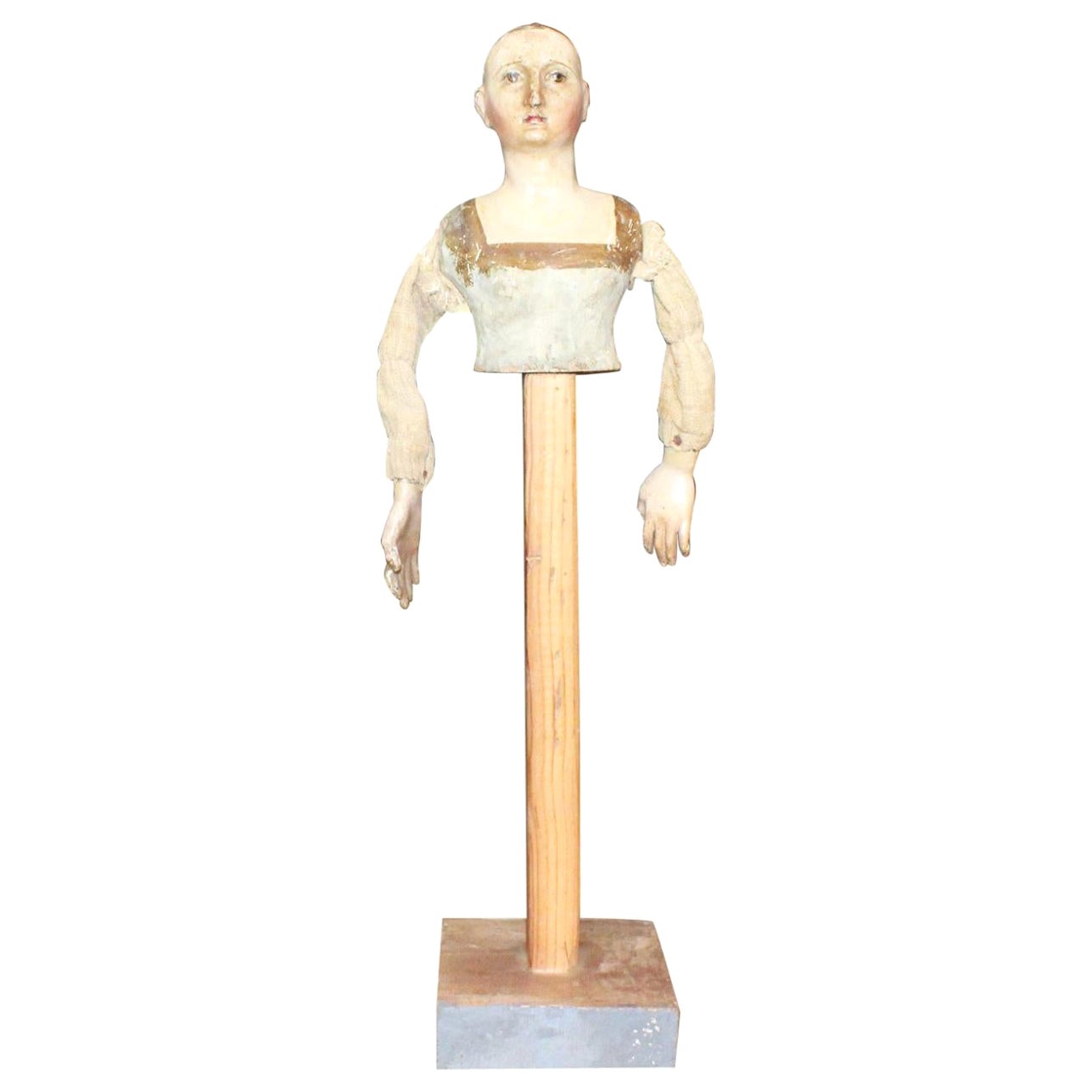 Spanische Holzskulptur aus dem 18. Jahrhundert mit Originalbekleidung