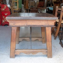 18th Century Spanish Wooden Side Table with Drawer