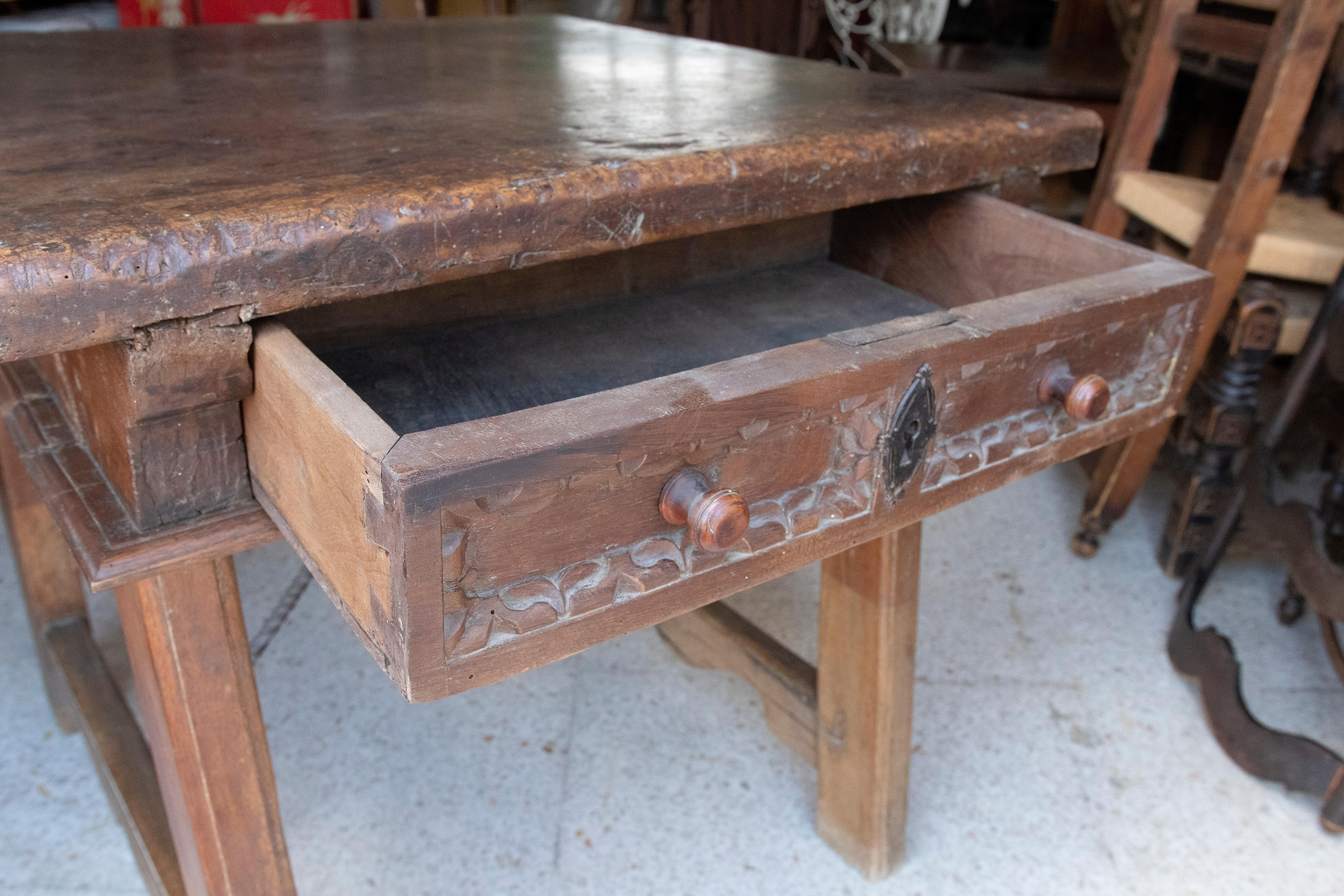 18th Century Spanish Wooden Side Table with Drawer For Sale 3