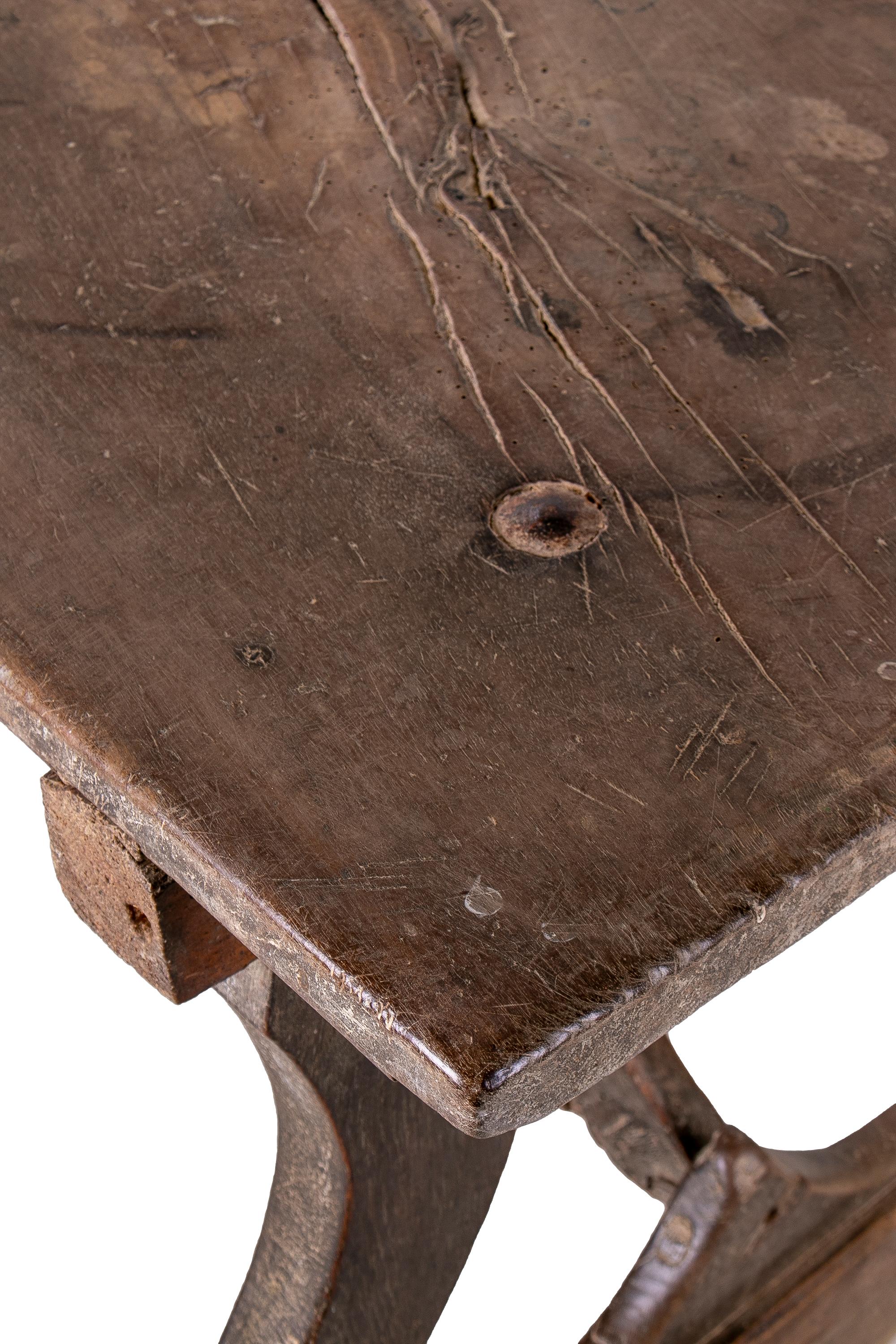 18th Century Spanish Wooden Table w/ Lyre legs 2