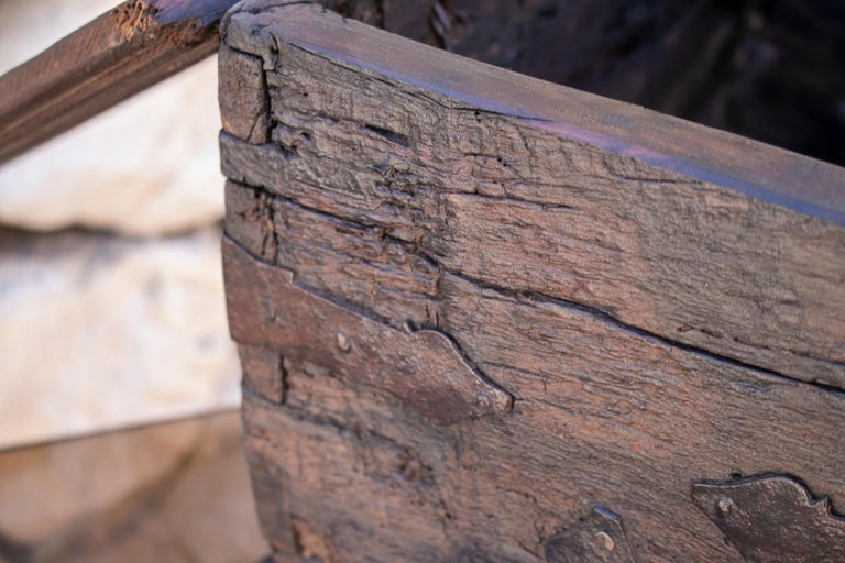 18th Century Spanish Wooden Trunk with Iron Hardware For Sale at