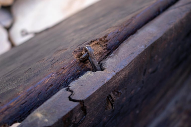 18th Century Spanish Wooden Trunk with Iron Hardware For Sale at