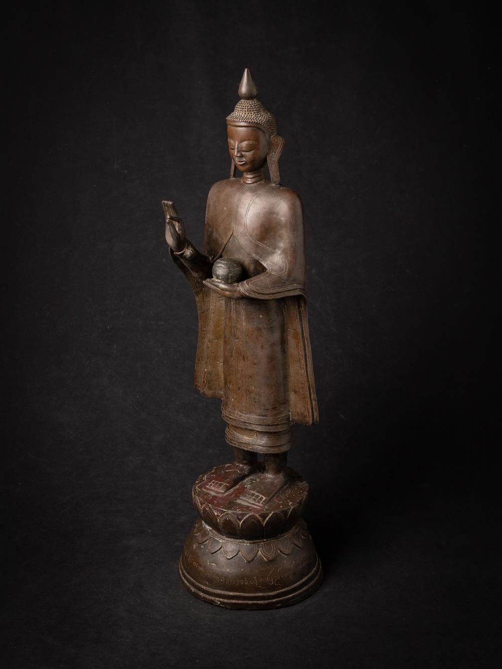 Sondere antike burmesische Shan-Buddha-Statue aus Bronze aus Burma aus dem 18. Jahrhundert im Angebot 5