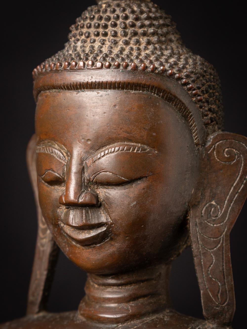 Sondere antike burmesische Shan-Buddha-Statue aus Bronze aus Burma aus dem 18. Jahrhundert im Angebot 7