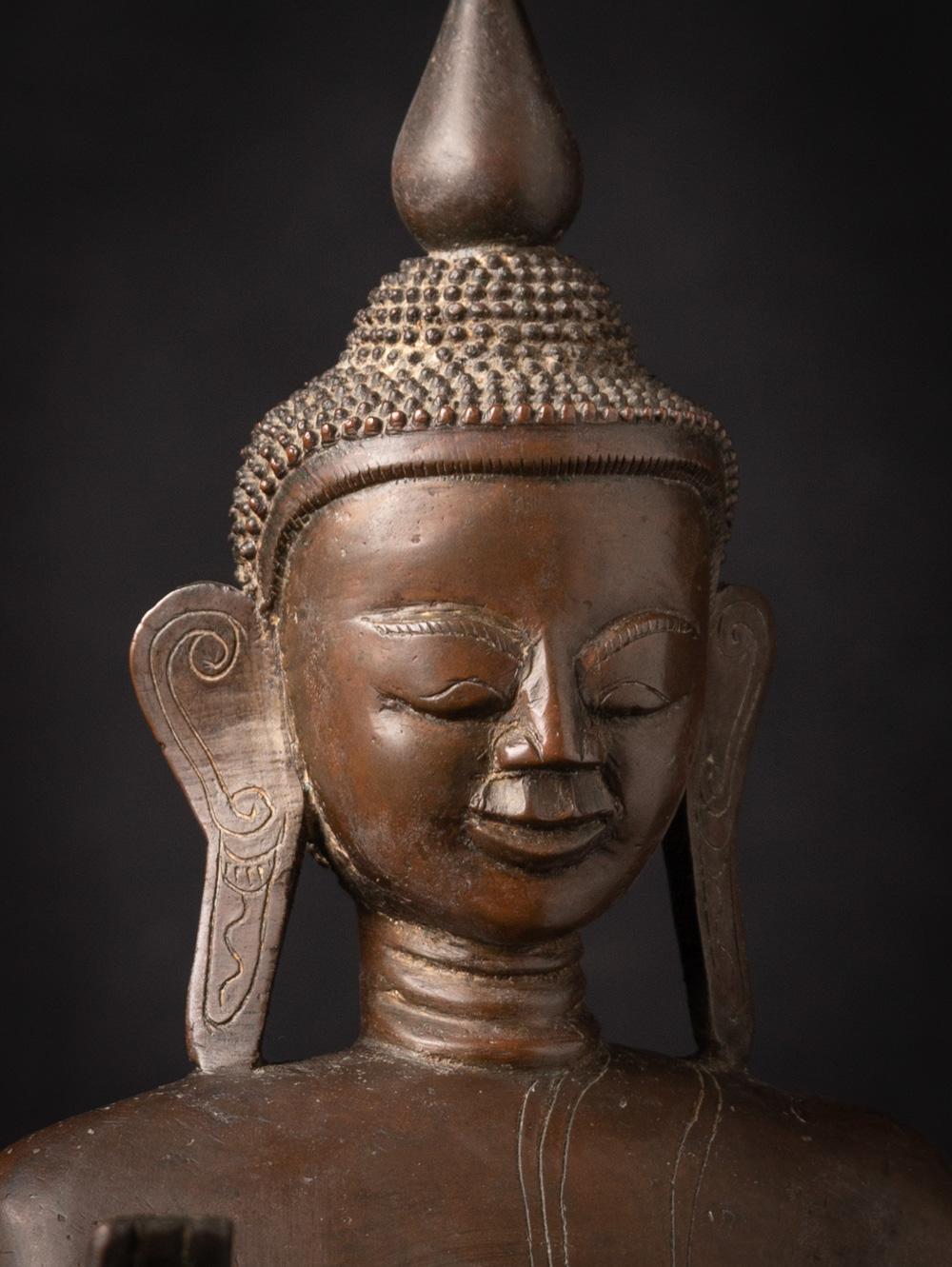 Sondere antike burmesische Shan-Buddha-Statue aus Bronze aus Burma aus dem 18. Jahrhundert (18. Jahrhundert und früher) im Angebot