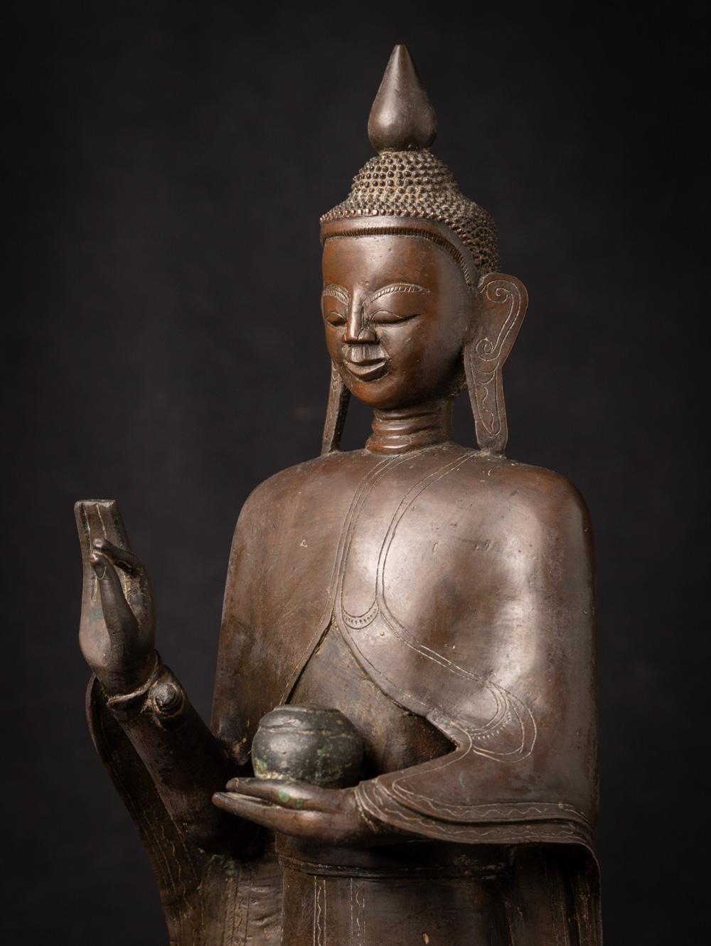 Sondere antike burmesische Shan-Buddha-Statue aus Bronze aus Burma aus dem 18. Jahrhundert im Angebot 3