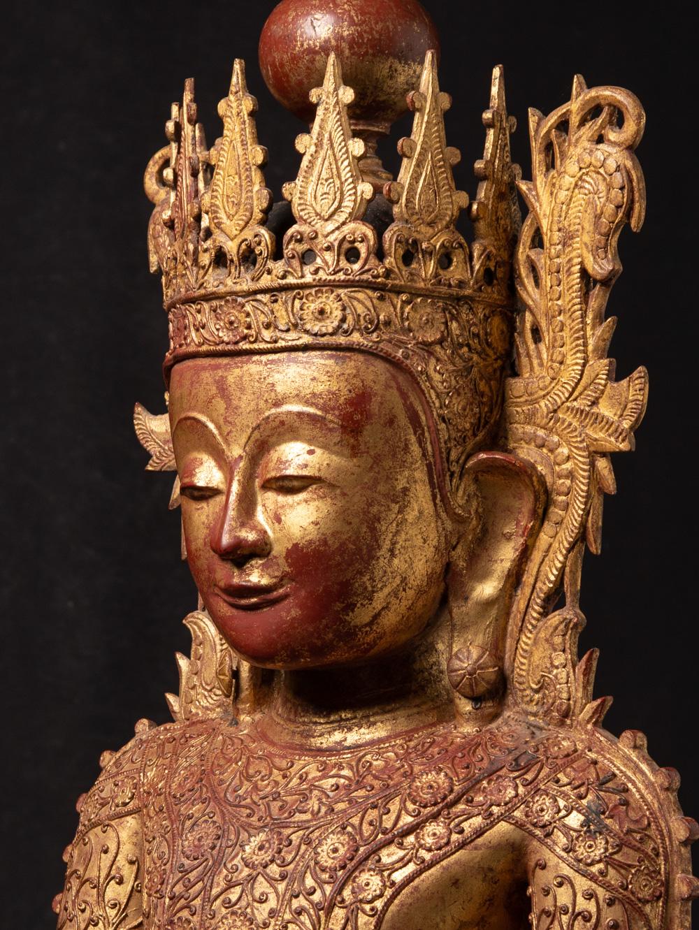 18th century special antique Burmese crowned Buddha statue in Bhumisparsha Mudra 5