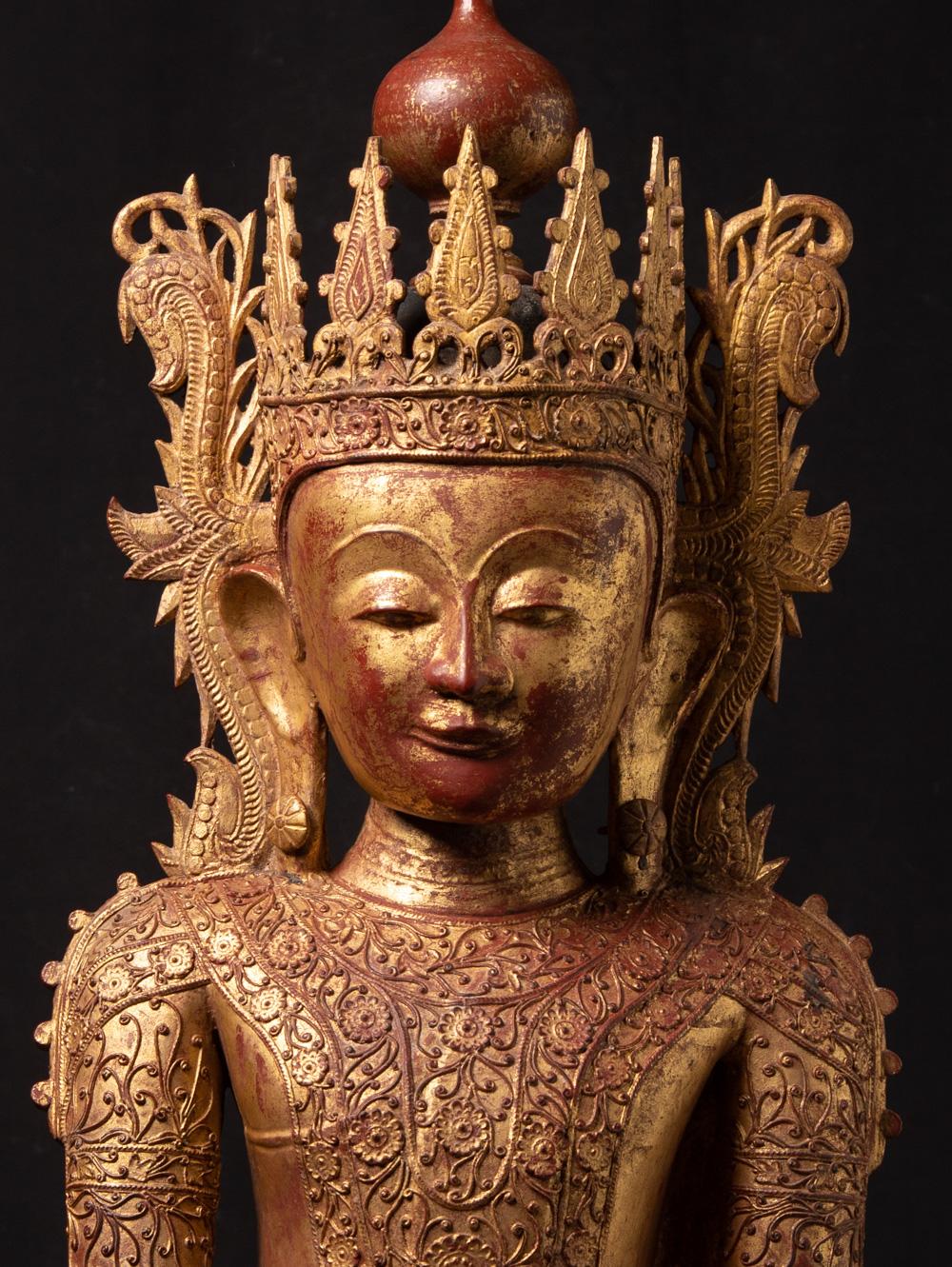 18th century special antique Burmese crowned Buddha statue in Bhumisparsha Mudra 6