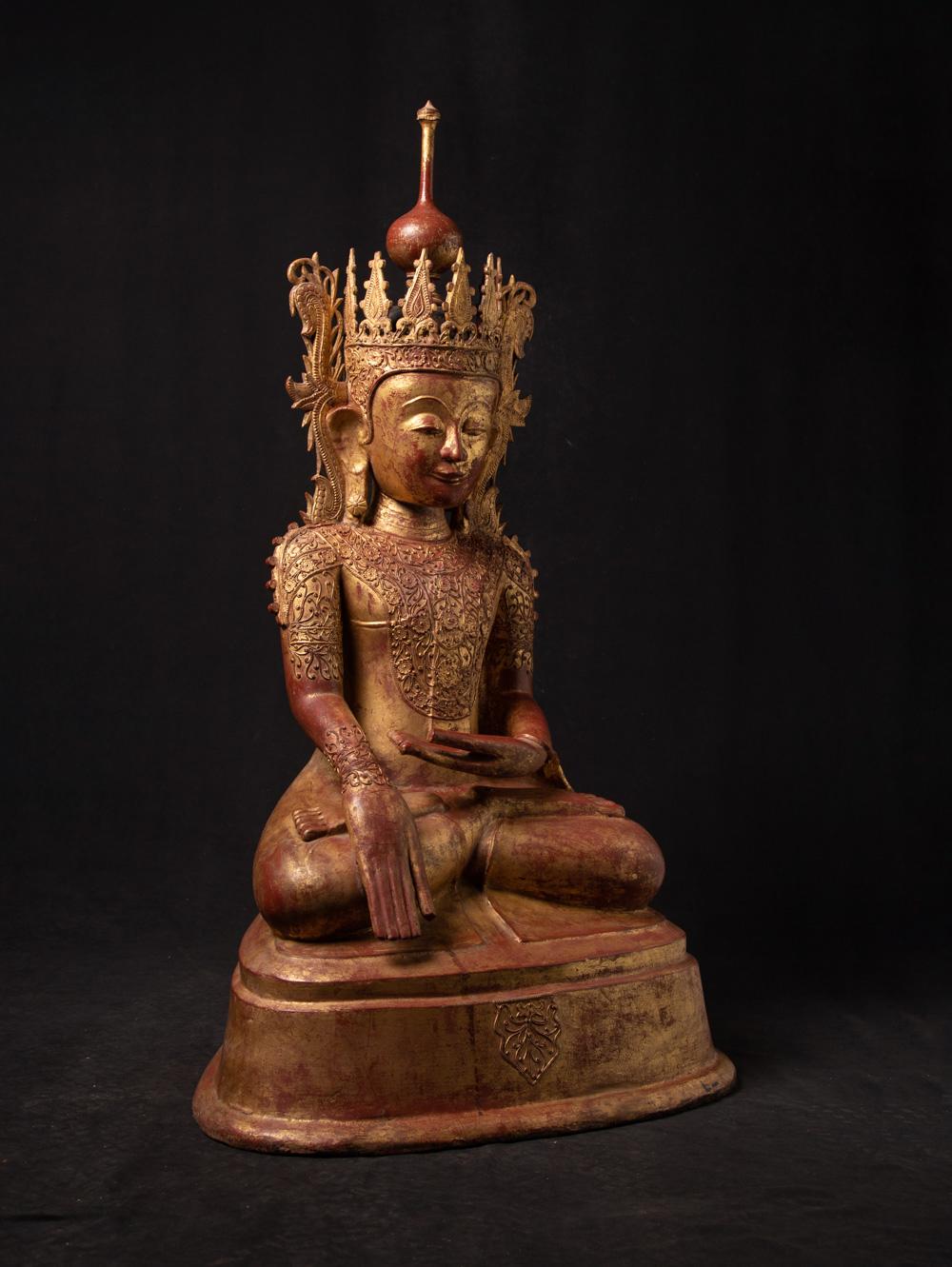 18th century special antique Burmese crowned Buddha statue in Bhumisparsha Mudra 11