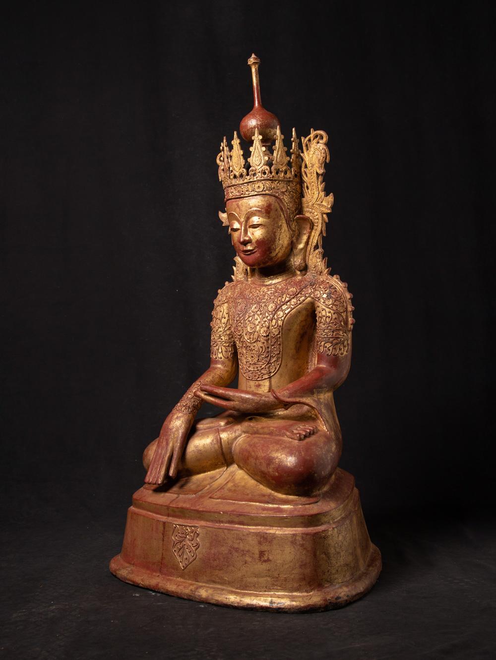 18th century special antique Burmese crowned Buddha statue in Bhumisparsha Mudra 15