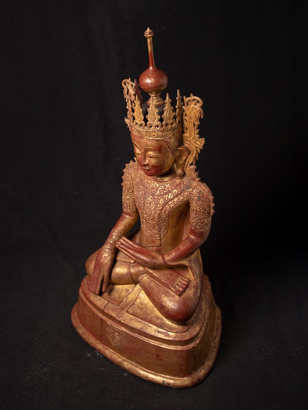 18th century special antique Burmese crowned Buddha statue in Bhumisparsha Mudra 4