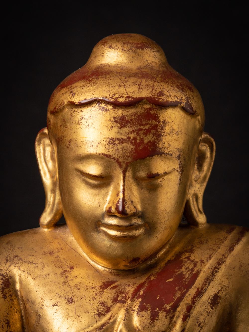 18th century special antique wooden Burmese Lotus Buddha - OriginalBuddhas For Sale 6