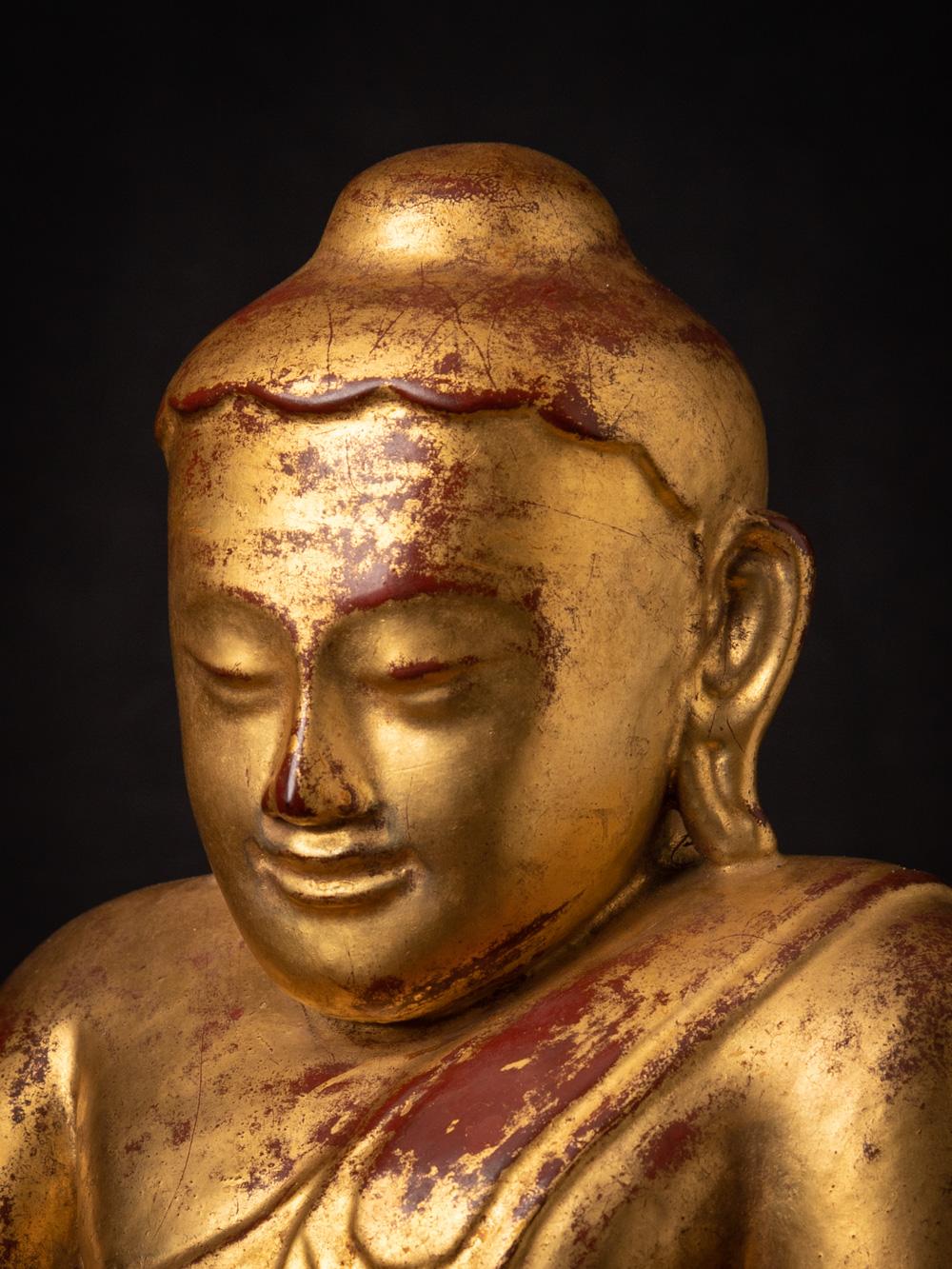 18th century special antique wooden Burmese Lotus Buddha - OriginalBuddhas For Sale 7