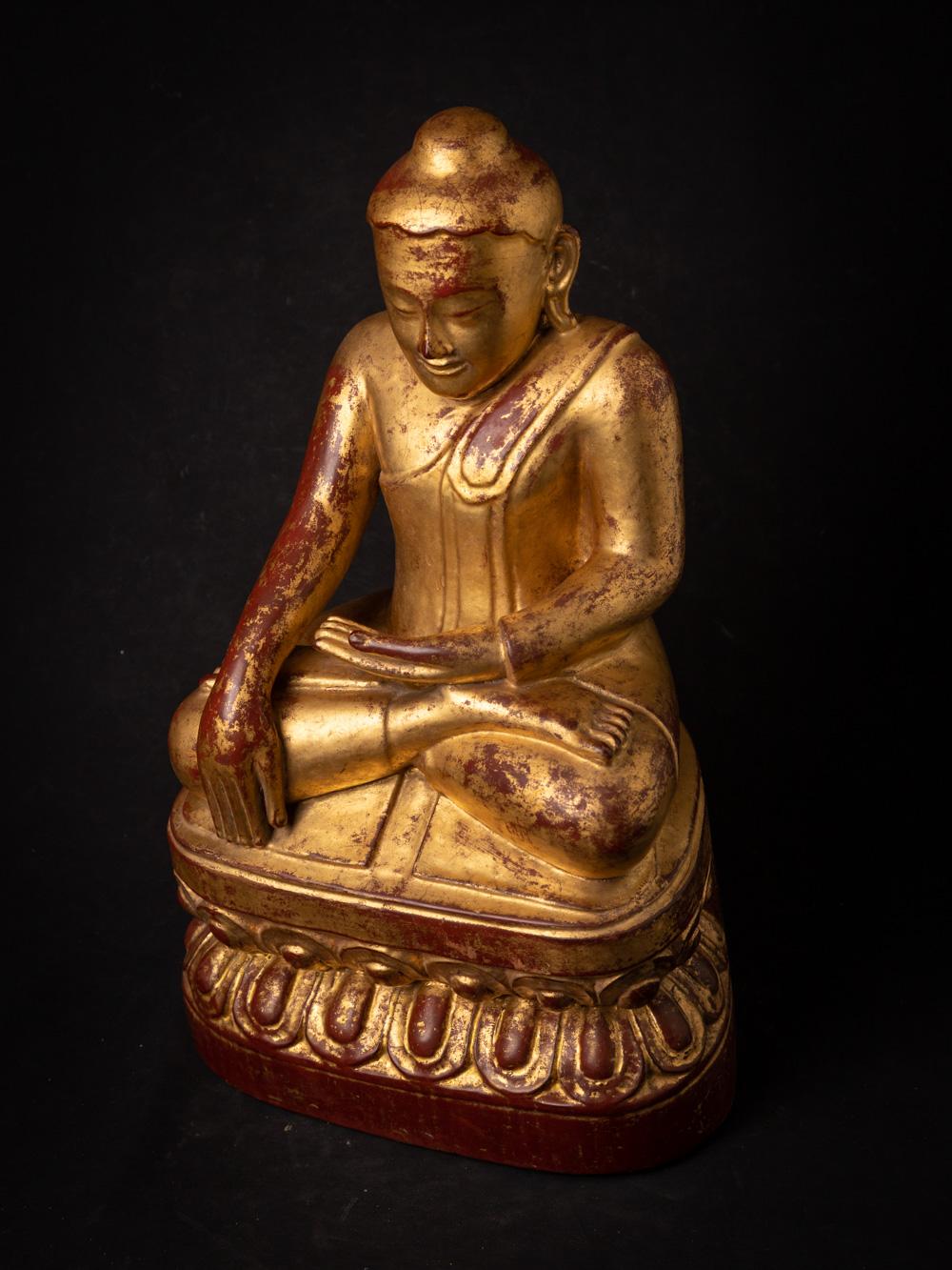 18th century special antique wooden Burmese Lotus Buddha - OriginalBuddhas For Sale 8