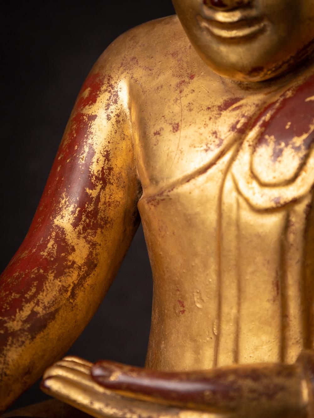 18th century special antique wooden Burmese Lotus Buddha - OriginalBuddhas For Sale 11