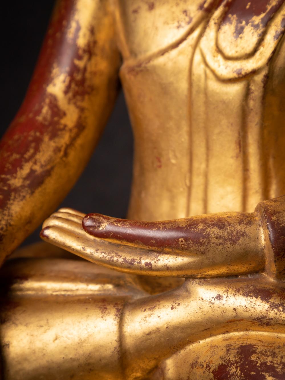 18th century special antique wooden Burmese Lotus Buddha - OriginalBuddhas For Sale 13