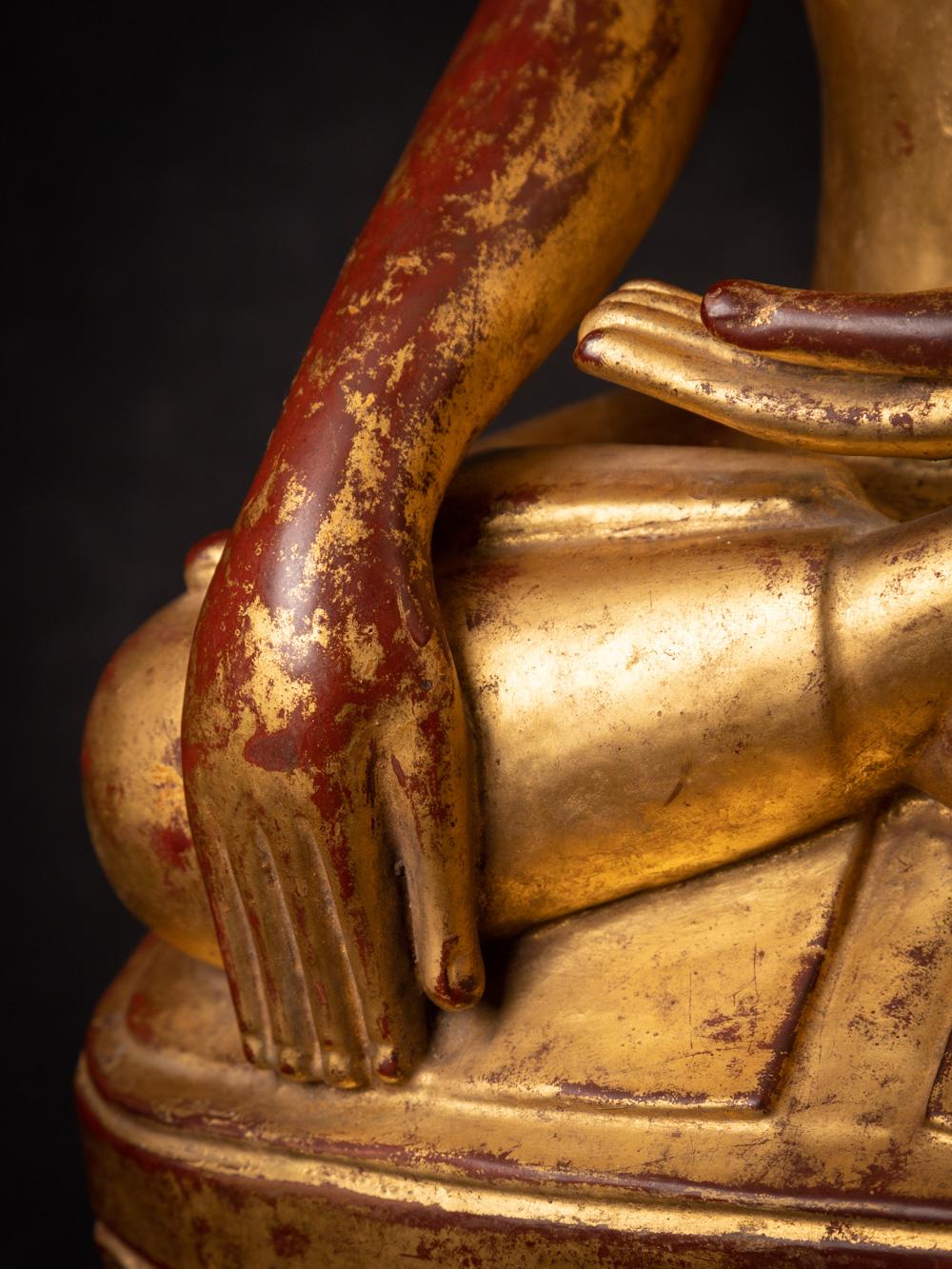 18th century special antique wooden Burmese Lotus Buddha - OriginalBuddhas For Sale 14