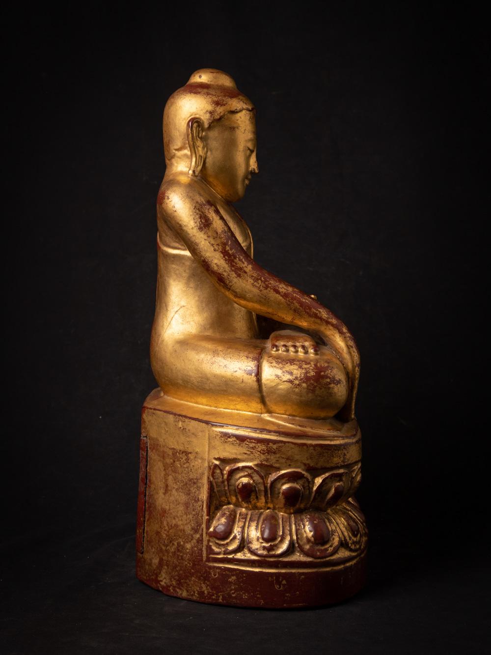 Wood 18th century special antique wooden Burmese Lotus Buddha - OriginalBuddhas For Sale