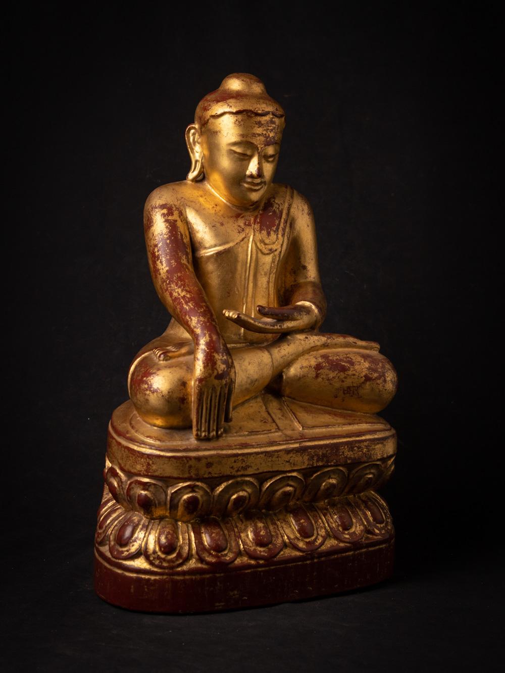 18th century special antique wooden Burmese Lotus Buddha - OriginalBuddhas For Sale 1