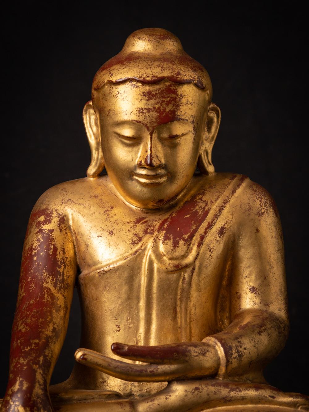 18th century special antique wooden Burmese Lotus Buddha - OriginalBuddhas For Sale 3