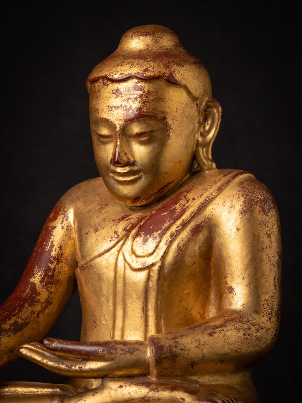 18th century special antique wooden Burmese Lotus Buddha - OriginalBuddhas For Sale 4