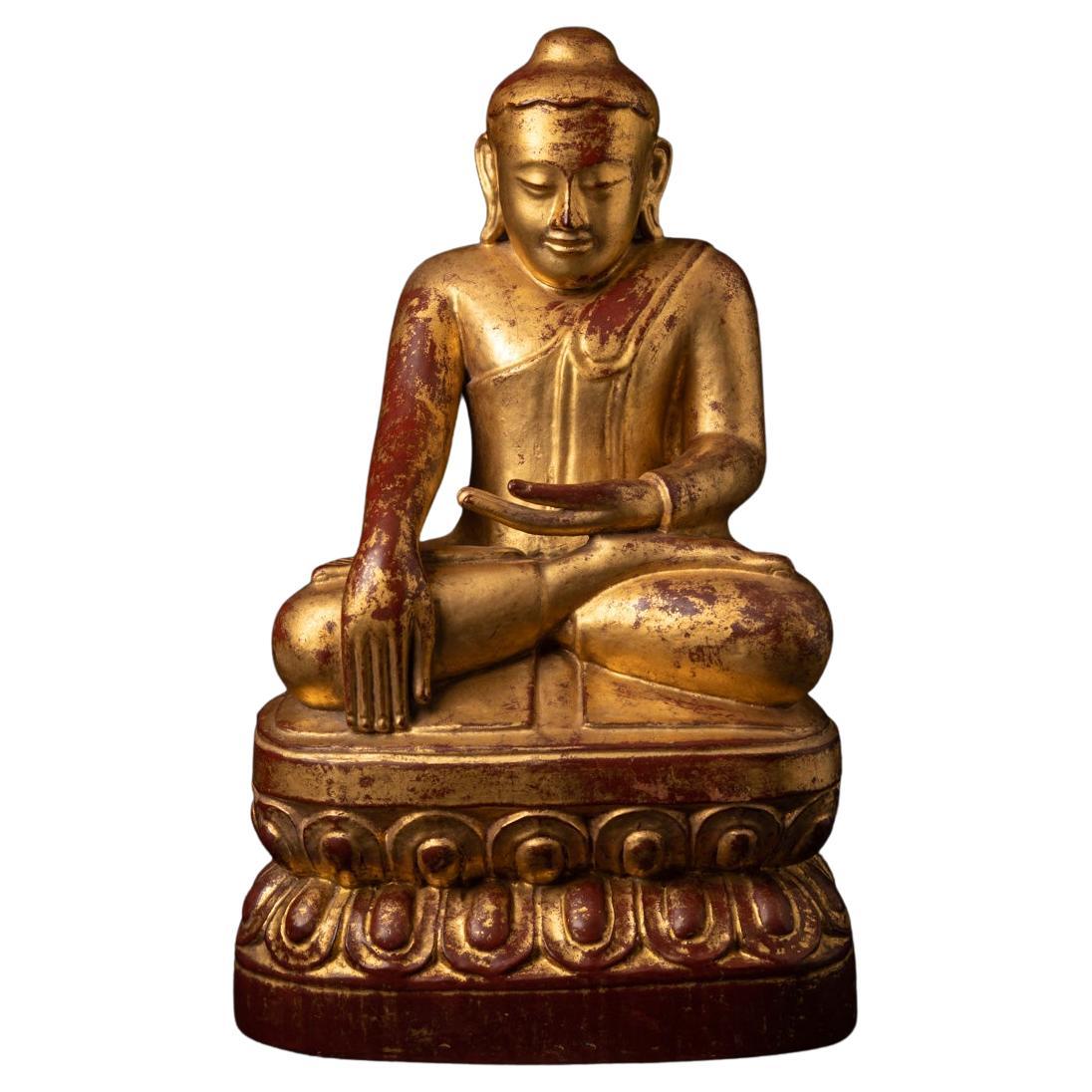 18th century special antique wooden Burmese Lotus Buddha - OriginalBuddhas For Sale