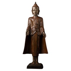 Antique 18th century special bronze Burmese Buddha statue in Amarapura style from Burma
