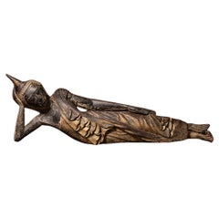 Statua speciale di Buddha birmano reclinato del 18° secolo, proveniente dalla Birmania