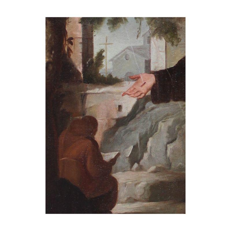Oiled 18th Century St. Francis Receives the Stigmata Painting Oil on Canvas For Sale