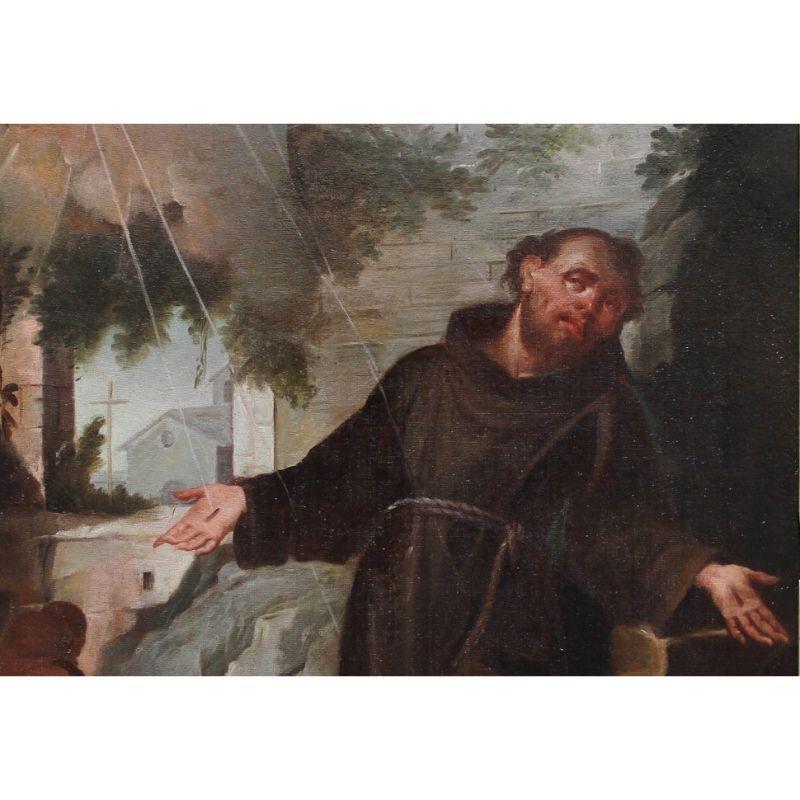 18th Century and Earlier 18th Century St. Francis Receives the Stigmata Painting Oil on Canvas For Sale