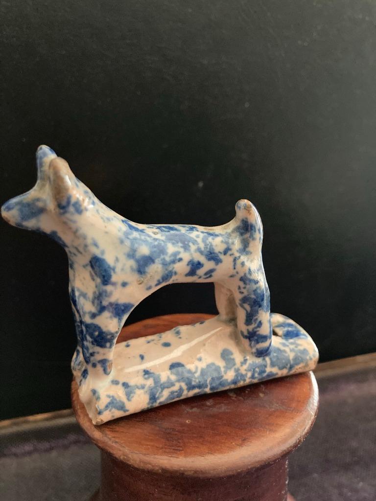 18th Century Staffordshire Blue and White Glazed Dog Whistle For Sale 2