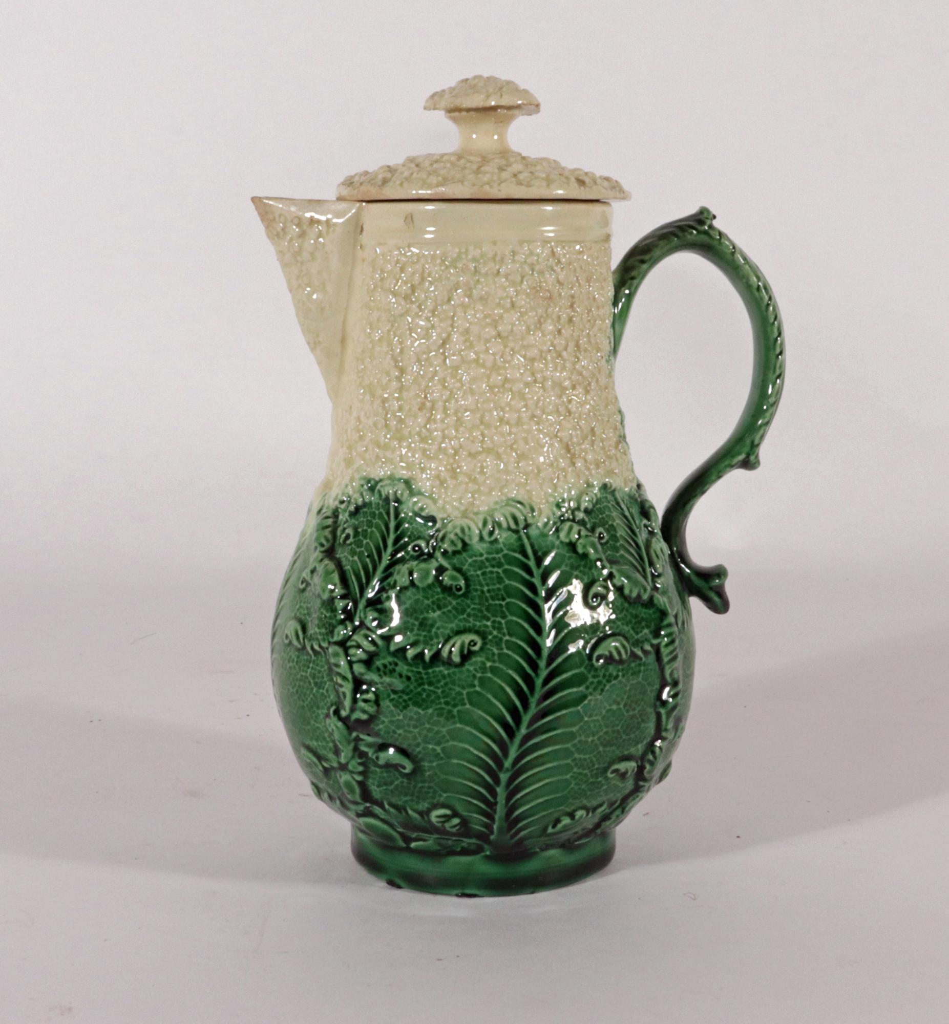 Georgian 18th Century Staffordshire Creamware Cauliflower Milk Jug and Cover For Sale
