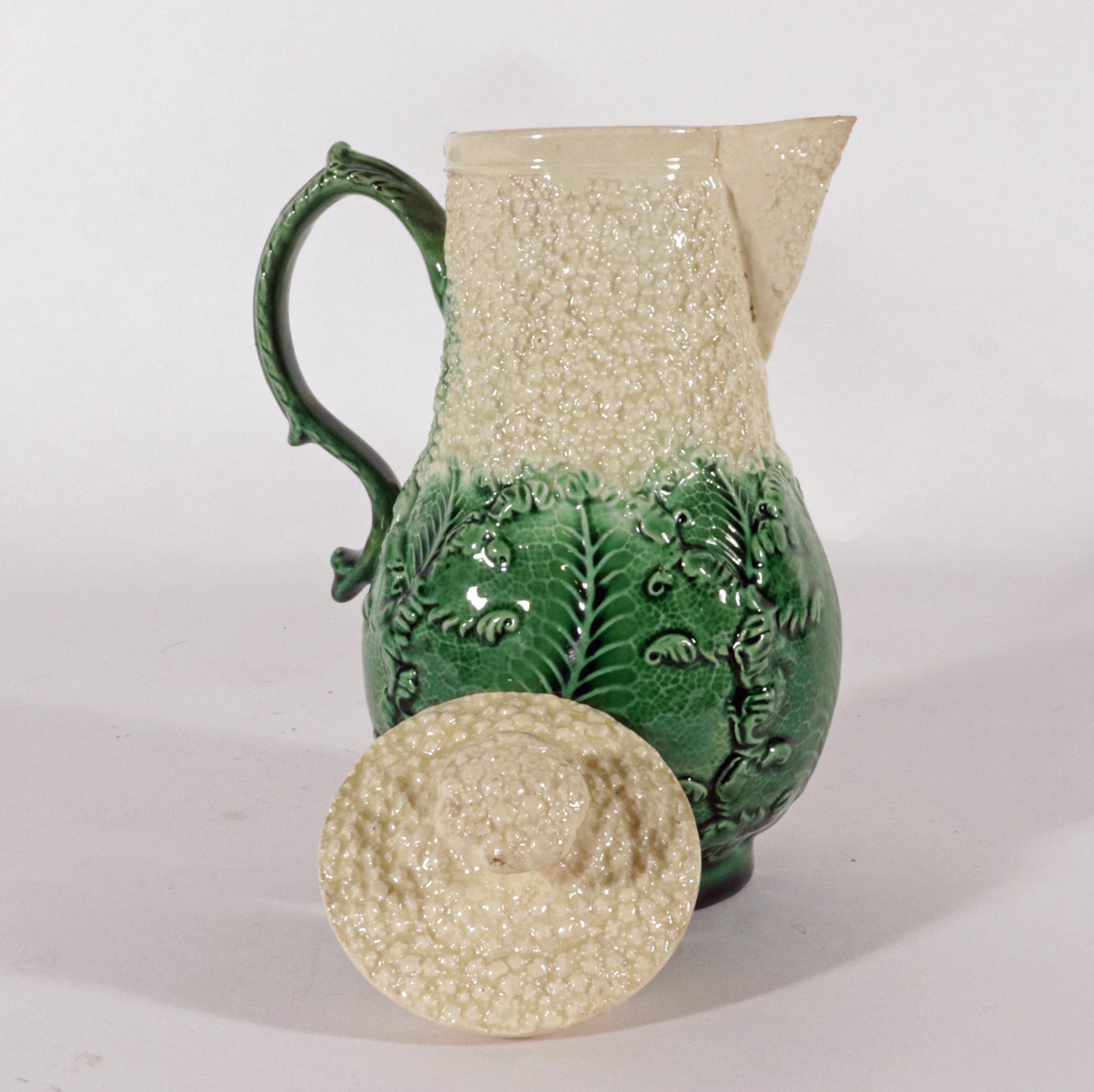 18th Century Staffordshire Creamware Cauliflower Milk Jug and Cover For Sale 3