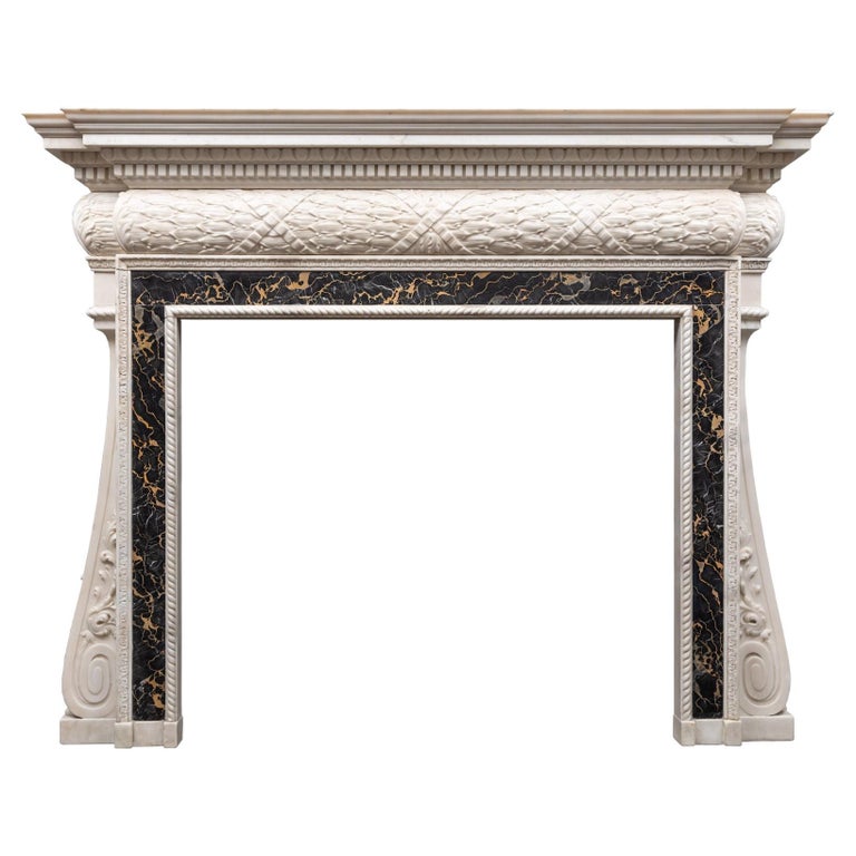 18th Century Statuary and Portoro Marble Fireplace Mantel For Sale at ...