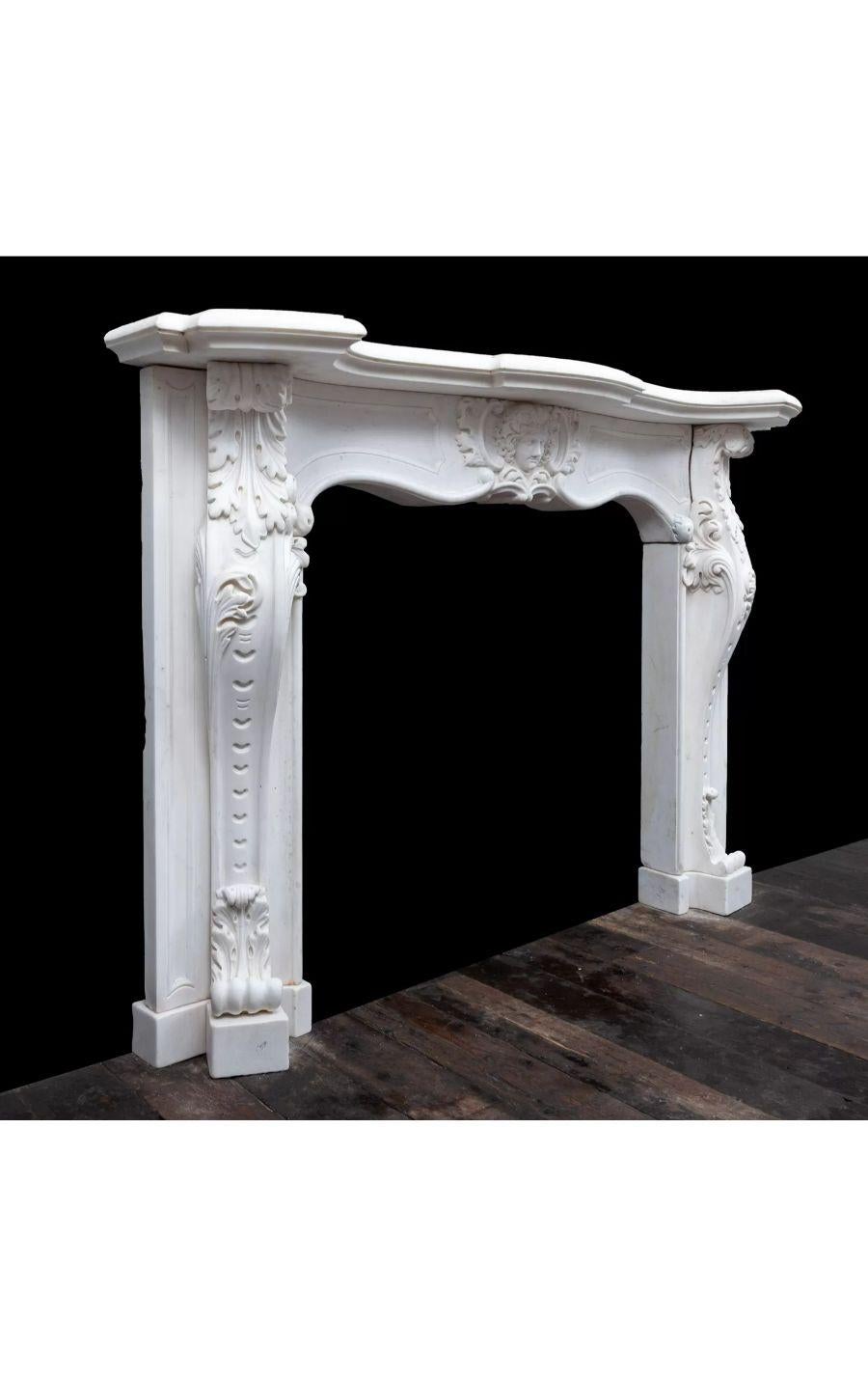 English 18th Century Statuary Marble Rococo Mantle from George II Period, circa 1750’s For Sale