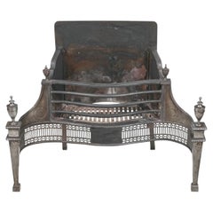 18th century steel engraved fire grate or dog basket