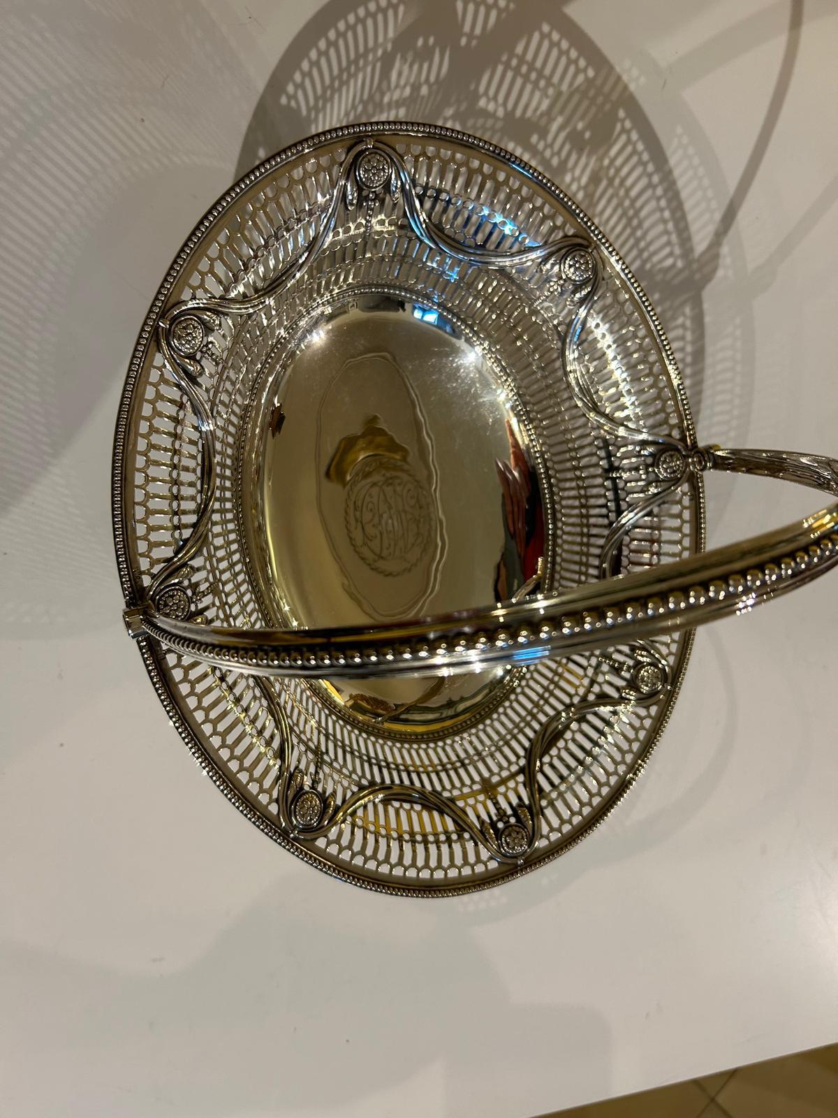 18th Century Sterling Silver Basket London England 1790 William Plummer For Sale 1