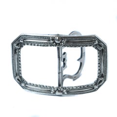 Georgian Engraved Sterling Silver Sash Belt Buckle, 1825