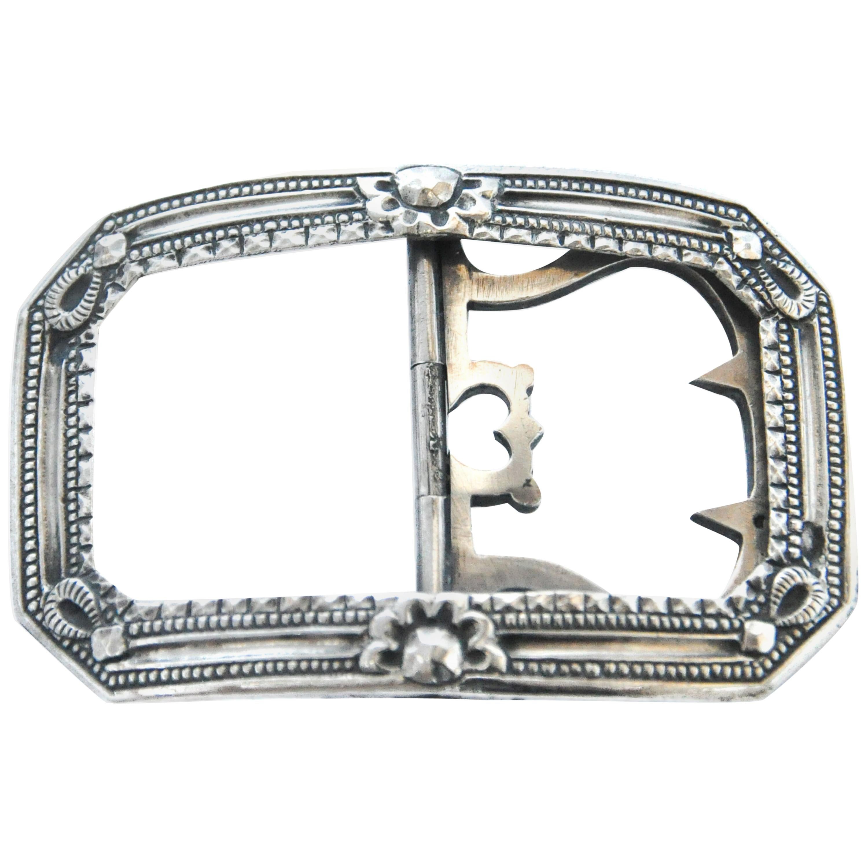 Pair Antique Paste Shoe Buckles.. 925 Sterling Silver.. Accessories Belts & Braces Belt Buckles Estate Piece 