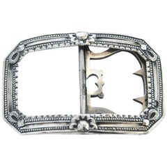 Georgian Engraved Sterling Silver Sash Belt Buckle, 1825