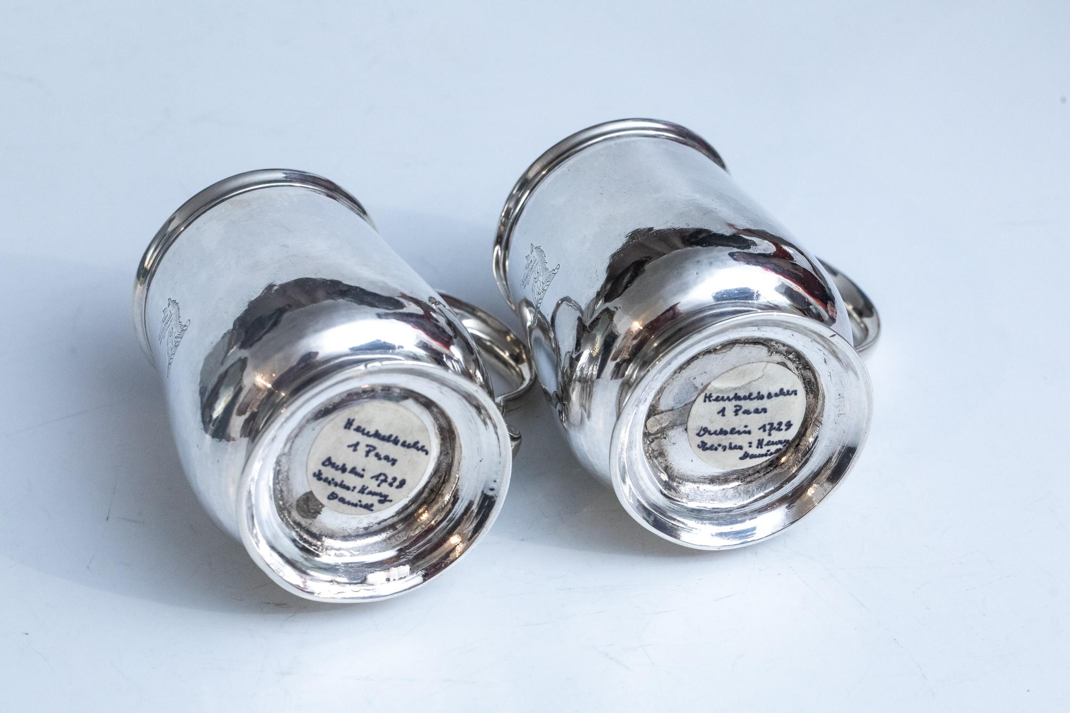 18th Century Sterling Silver Mugs Dublin Irish Baroque by Henry Daniele 3