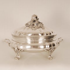 Antique 18th Century Sterling Silver Soup Tureen Hammered Italian Venice Rococo 