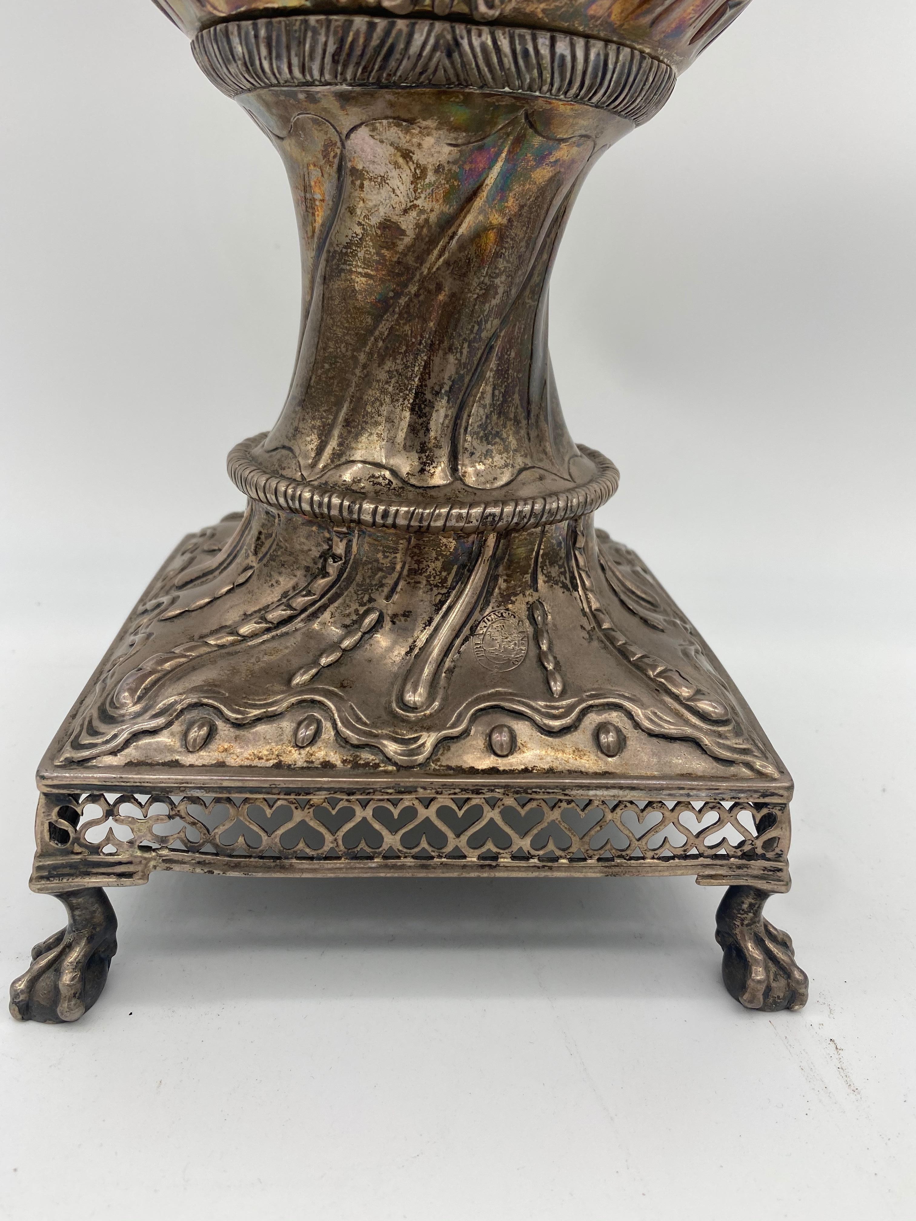 18th century sterling silver water urn. All parts have been labeled Tria Juncta In Uno. Very large with 2945 grams and 20 inches tall. Extremely unique and very hard to mind, a magnificent piece.